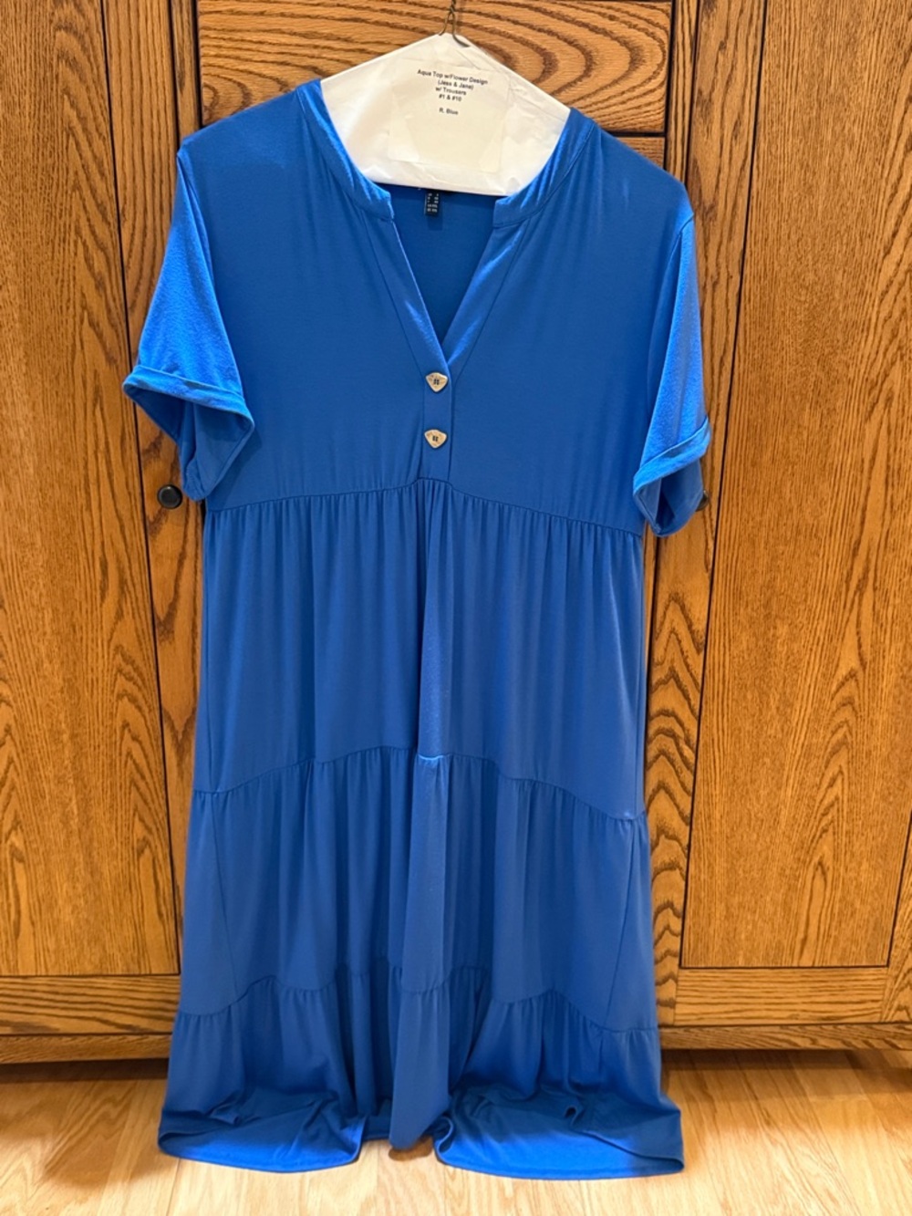 Royal Blue Tiered Short Sleeve Dress by Marble.